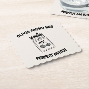 Dessous-de-verre En Papier Black Disco Cherry Parfait Match Bachelorette