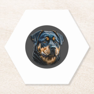 Dessous-de-verre En Papier Black Rottweiler