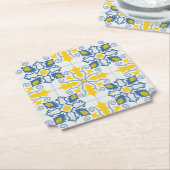 Dessous-de-verre En Papier Bleu et jaune joli carrelage portugais motif (Incliné)