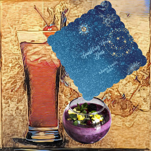 Dessous-de-verre En Papier Bleu étincelant Nouvel An Parties scintillant Étoi