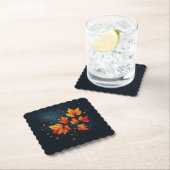 Dessous-de-verre En Papier Bleu saisonnier Automne Feuilles festifs (En situation)