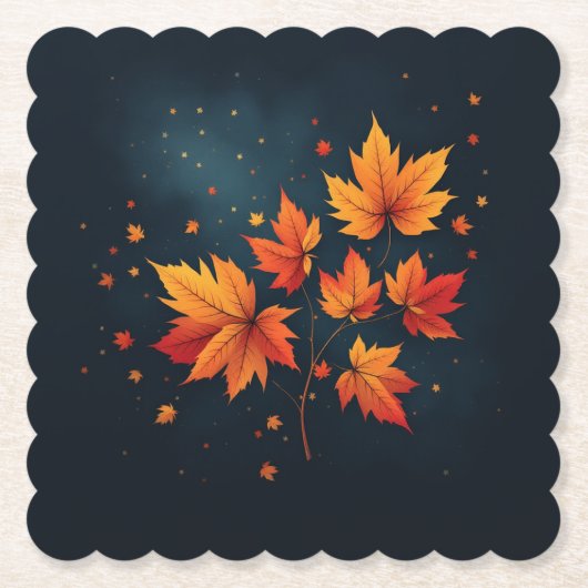 Dessous-de-verre En Papier Bleu saisonnier Automne Feuilles festifs (Devant)
