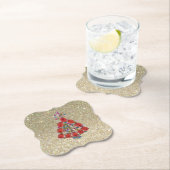 Dessous-de-verre En Papier Bling Christmas Red Tree Parties scintillant or (En situation)