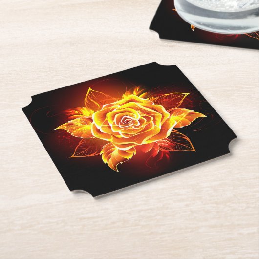 Dessous-de-verre En Papier Blooming Fire Rose (Incliné)