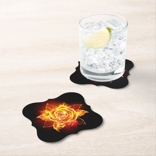 Dessous-de-verre En Papier Blooming Fire Rose (En situation)