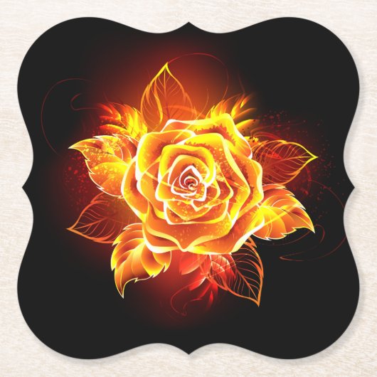 Dessous-de-verre En Papier Blooming Fire Rose (Devant)