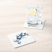 Dessous-de-verre En Papier Blue Flying Butterflies Morpho (En situation)