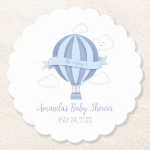 Dessous-de-verre En Papier Blue Hot Air Balloon Boy Baby shower