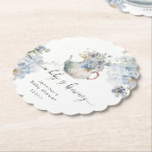 Dessous-de-verre En Papier Blue Hydrangeas bébé brasse du baby shower (Incliné)