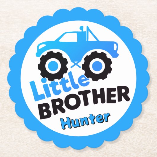 Dessous-de-verre En Papier Blue Little Brother Monster Truck Custom Name (Devant)
