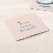 Dessous-de-verre En Papier Blush Pense Heureux Pensées Oiseaux (Incliné)