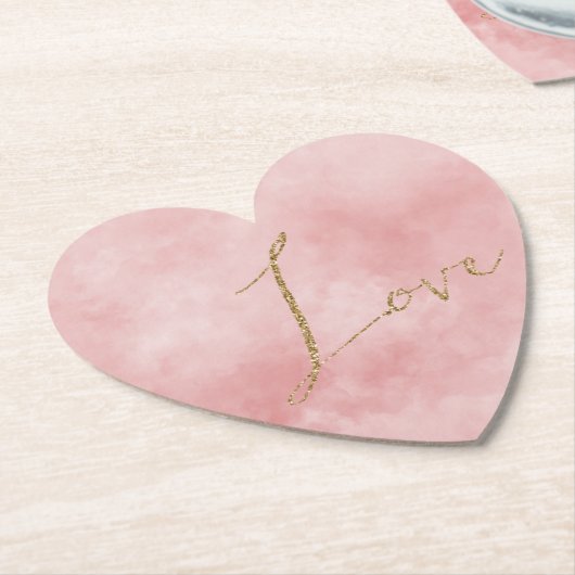 Dessous-de-verre En Papier Blush Rose Gold Parties scintillant Love (Incliné)