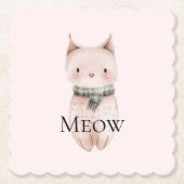 Dessous-de-verre En Papier Blush rose Meow Noël Chat Deer Snowman (Devant)