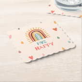 Dessous-de-verre En Papier Boho Cinq cinquième anniversaire arc-en-ciel (Incliné)