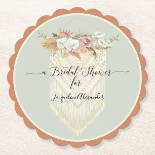 Dessous-de-verre En Papier BOHO Moderne Flore Verdure Fête des mariées Macram