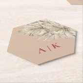 Dessous-de-verre En Papier Boho Palm Hexagon Blush Monogramme (Incliné)