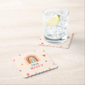 Dessous-de-verre En Papier Boho Quatre quatrième anniversaire Rainbow (En situation)