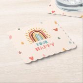 Dessous-de-verre En Papier Boho Quatre quatrième anniversaire Rainbow (Incliné)