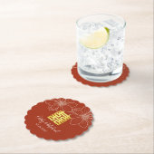 Dessous-de-verre En Papier Boho rouge moderne floral mariage chinois (En situation)