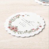 Dessous-de-verre En Papier Boho Winter Greenery Red Floral 100e anniversaire (Incliné)