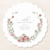 Boho Winter Greenery Red Floral 80e anniversaire