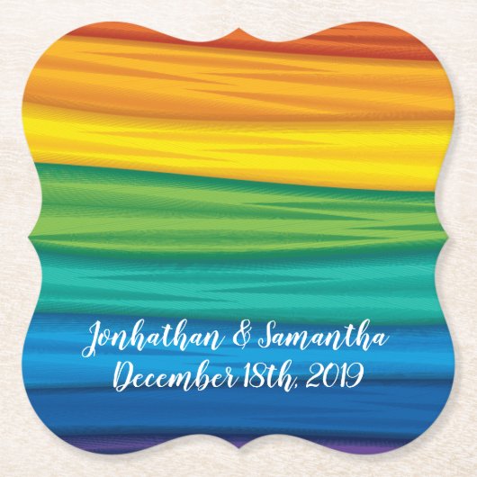 Dessous-de-verre En Papier Boire Coasters lgbtq rainbow flag lesbienne gay bi (Devant)