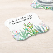 Dessous-de-verre En Papier Boire des sous-marins Boho Llama Bohemian Cactus D (Incliné)