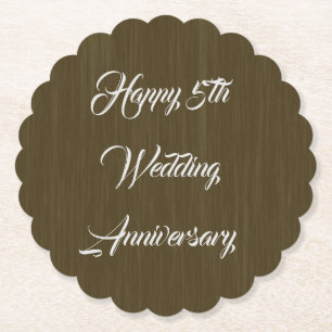 Dessous-de-verre En Papier Bois Brown 5e anniversaire Mariage traditionnel,