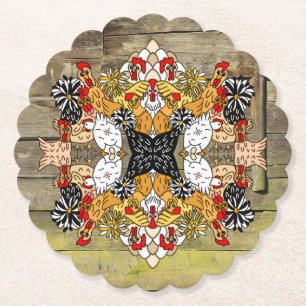 Dessous-de-verre En Papier Bois rustique Main dessinée Drôle Drôle Dessin Car