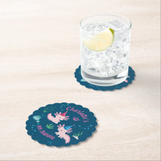 Dessous-de-verre En Papier Boissons de fête d'anniversaire de l'axolotl rose