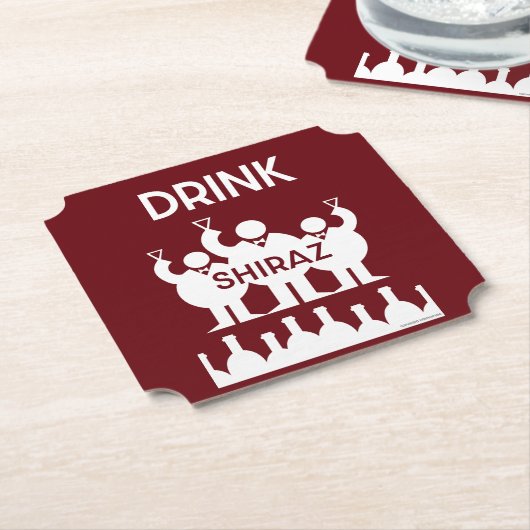 Dessous-de-verre En Papier Boissons de vins de Shiraz (Incliné)