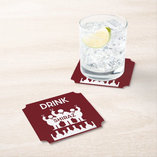 Dessous-de-verre En Papier Boissons de vins de Shiraz (En situation)