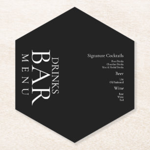 Dessous-de-verre En Papier Boissons Simples Cocktail Vin Mariage  Noir Blanc 