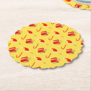 Dessous-de-verre En Papier Boîte cadeau de Noël sucre de canne chapeau de Noë