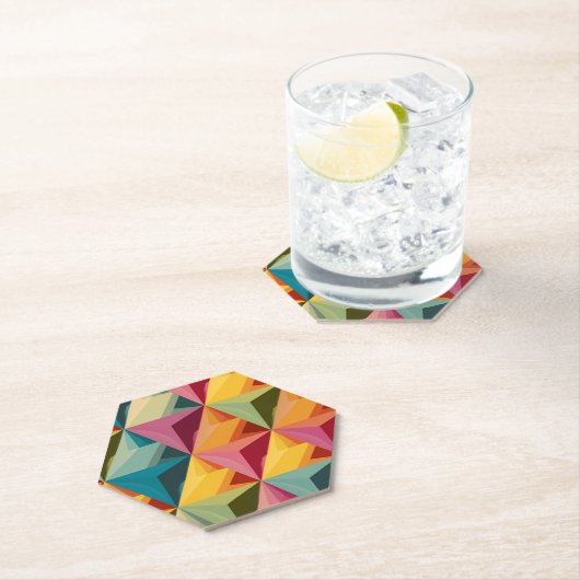 Dessous-de-verre En Papier Bold Geometric Triangle Pattern  (En situation)