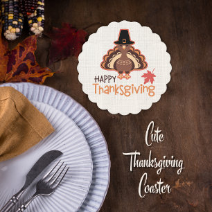 Dessous-de-verre En Papier Bon thanksgiving Pèlerin mignon Turquie