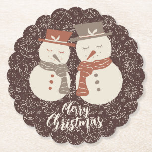 Dessous-de-verre En Papier Bonhommes de neige détendus - Joyeux Noël à bonhom