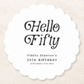 Dessous-de-verre En Papier Bonjour Cinquante Retro 50e fête d'anniversaire (Devant)