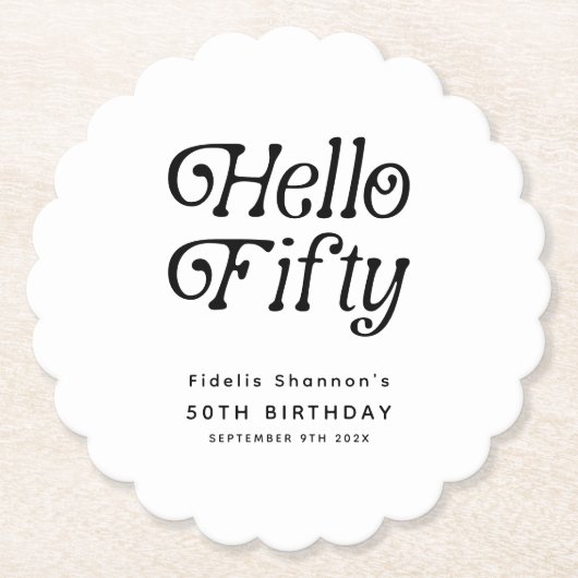 Dessous-de-verre En Papier Bonjour Cinquante Retro 50e fête d'anniversaire (Devant)