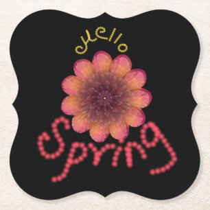 Dessous-de-verre En Papier Bonjour Printemps - Fleur Texturée Rose et Orange