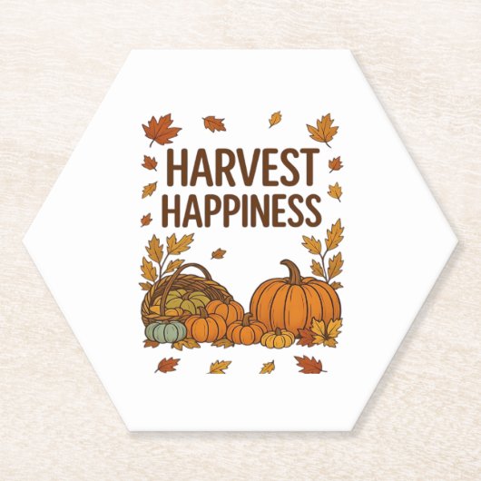 Dessous-de-verre En Papier Bonne récolte - Citrouille d'automne et feuilles d (Devant)