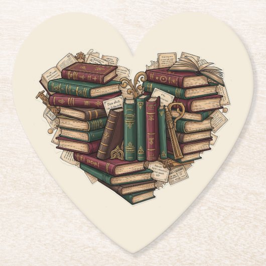 Dessous-de-verre En Papier Book Lover Heart Paper Coaster (Devant)