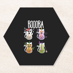 Dessous-de-verre En Papier Boooba Kawaii Boba Boire du thé Amoureux des chats