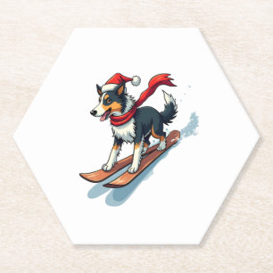 Dessous-de-verre En Papier Bordure Collie Snowboardeur