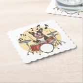Dessous-de-verre En Papier Boston Terrier Dog Playing Drums (Incliné)