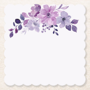 Dessous-de-verre En Papier Bouquet de fleurs violettes à l'aquarelle