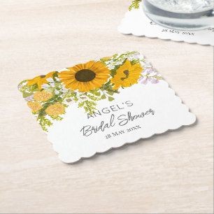 Dessous-de-verre En Papier Bouquet de tournesols modernes jaunes pour une dou