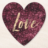 Dessous-de-verre En Papier Bourgogne Empreinte de léopard Gold Love (Devant)
