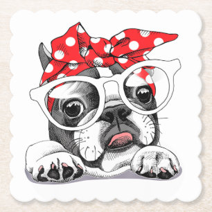 Dessous-de-verre En Papier Bouton Et Lunettes De Tête Coloré À Chien À Couleu