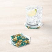 Dessous-de-verre En Papier Branche avec Feuilles d'or Ginko Biloba (En situation)